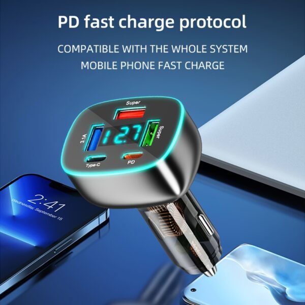 250W Ultra-Fast PD Car Charger (5A High Power)