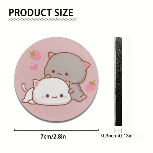 2pcs Strawberry Cartoon Cat Coasters For Car Cup
