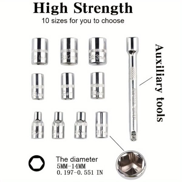 12pcs Ratchet Wrench Set (1/4" & 1/2" Auto Repair Tools)