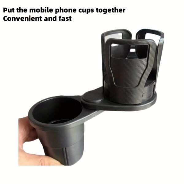 2-in-1 Car Cup Holder Expander with Phone Holder Organizer