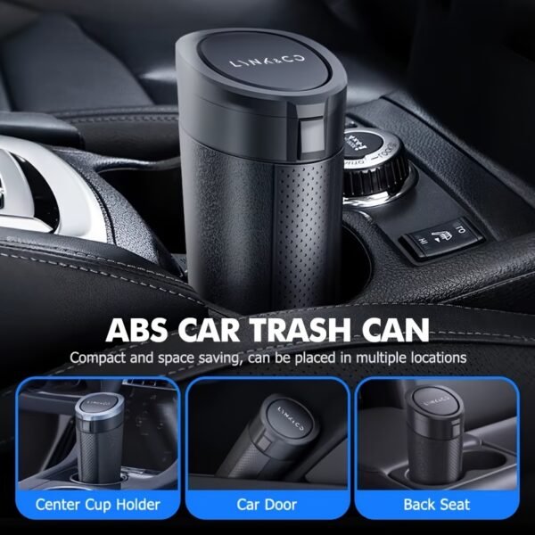 Car Trash Can with One-Touch Lid