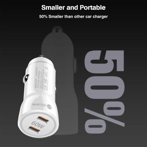 60W USB C Super Fast Car Charger