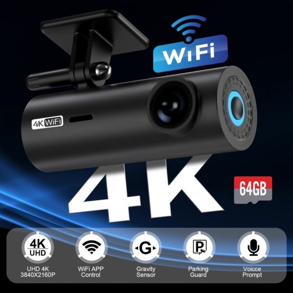 LF10 4K Ultra HD Dash Cam with Night Vision & WiFi (64GB)