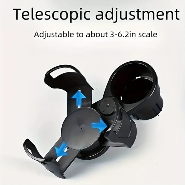 2-in-1 Car Cup Holder Expander with Phone Holder Organizer
