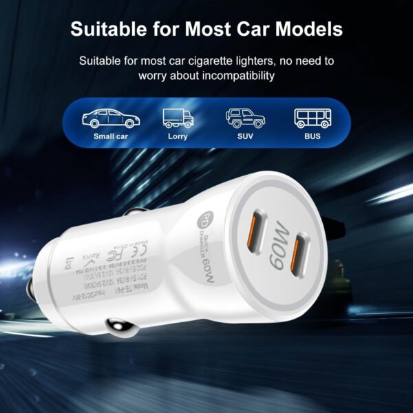 60W USB C Super Fast Car Charger