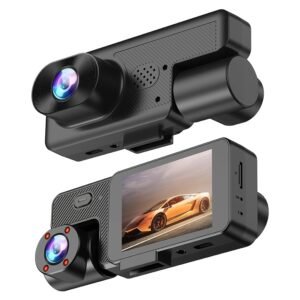 Mini Triple Lens Dash Cam Compact Design