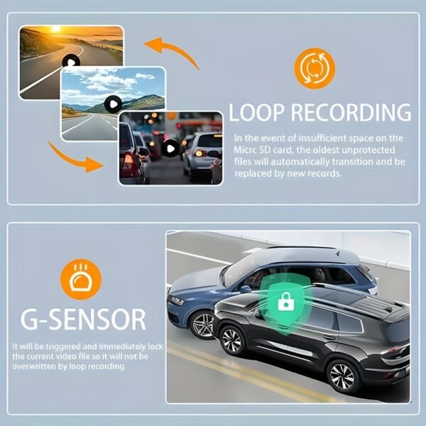 Dual Lens Dash Cam 1080P + 480P Interior Night Vision