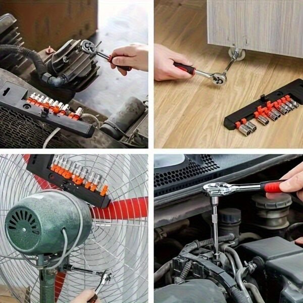 12pcs Ratchet Wrench Set (1/4" & 1/2" Auto Repair Tools)