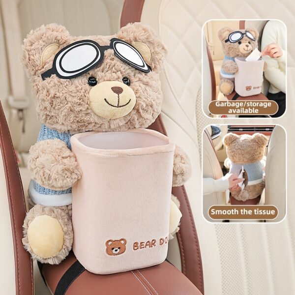 2-in-1 Cute Car Tissue Holder & Trash Can
