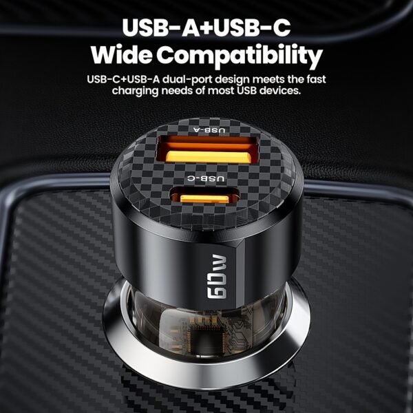 Toocki 60W PD Fast Car Charger (Transparent Design)