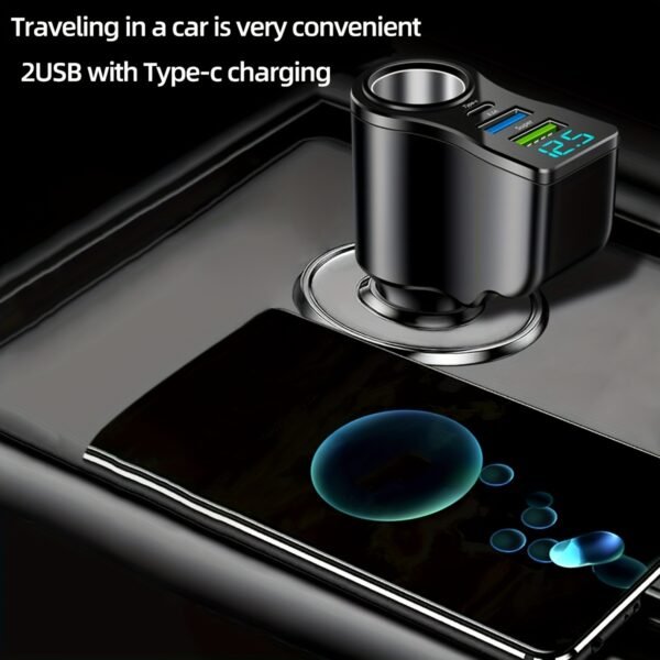 4-in-1 Multi-Port Car Charger (2 USB + Type-C)