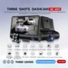 4" Touch Screen Triple Lens Dash Cam (Front + Interior + Rear)