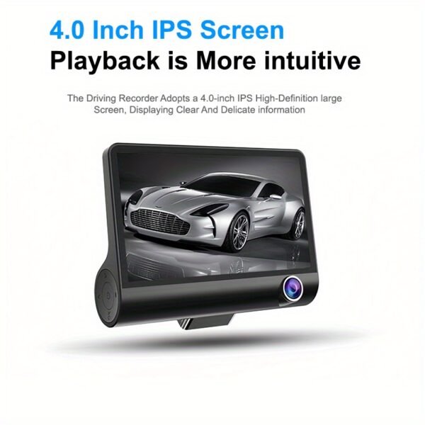 4" Touch Screen Triple Lens Dash Cam (Front + Interior + Rear)
