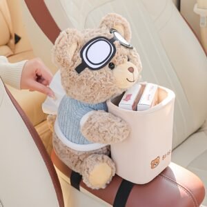 2-in-1 Cute Car Tissue Holder & Trash Can