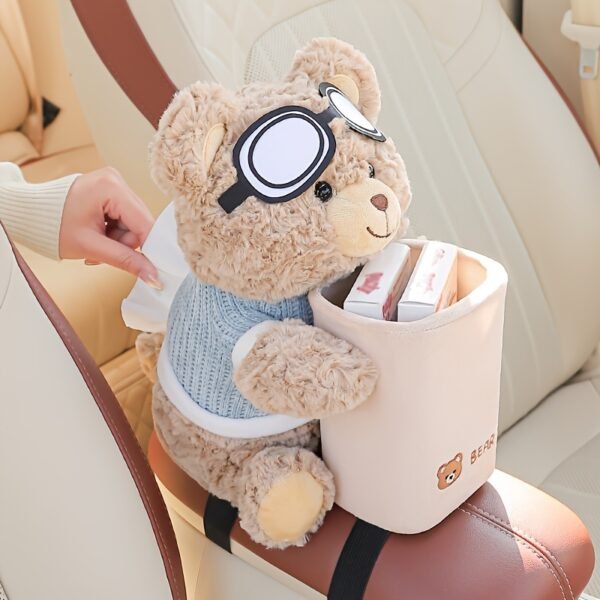 2-in-1 Cute Car Tissue Holder & Trash Can