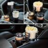 2-in-1 Car Cup Holder Expander with Phone Holder Organizer