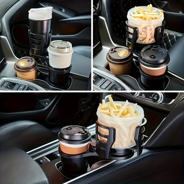 2-in-1 Car Cup Holder Expander with Phone Holder Organizer