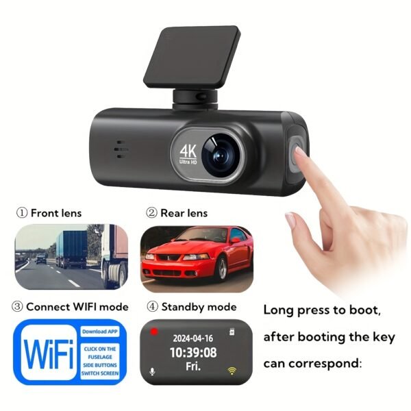 4K + 1080P Dual Dash Cam Front & Rear