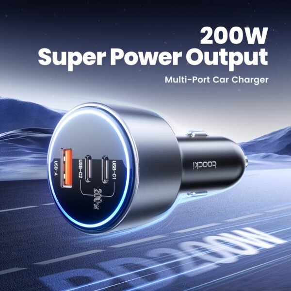 200W Super Flash Car Charger (2 USB-C + 1 USB-A)