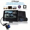 4" Touch Screen Triple Lens Dash Cam (Front + Interior + Rear)